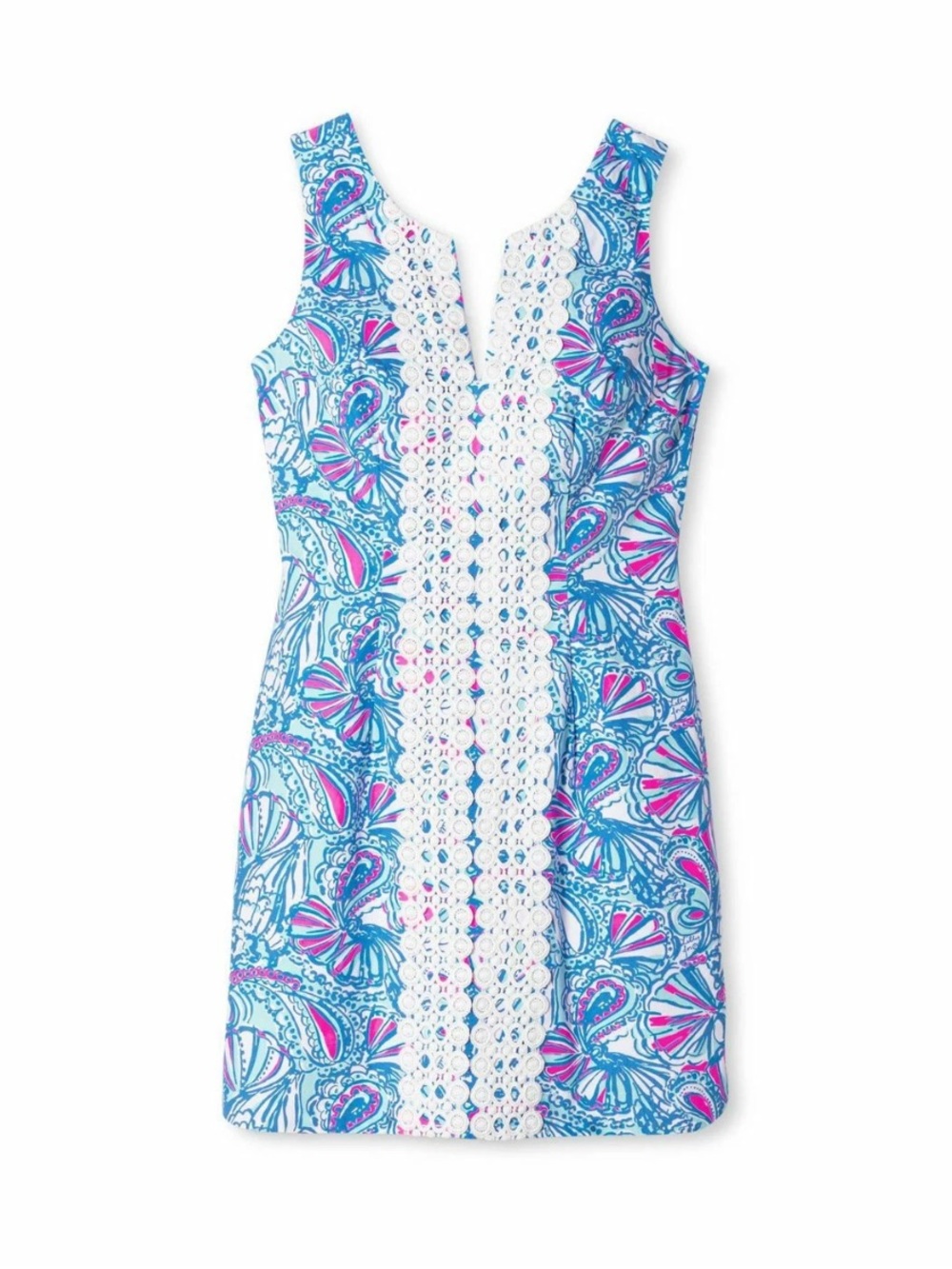 Lilly Pulitzer Target My Fans Print Mini Shift Dress 4 Small Blue Pink Sleveless